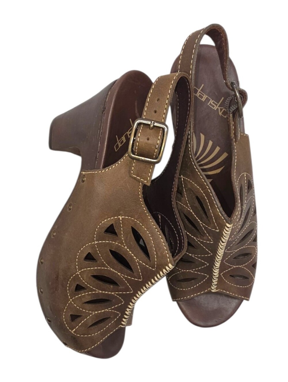 Dansko Rowena Crazy Horse Leather Platform Sandals NIB Brown EU 39 US 8.5
